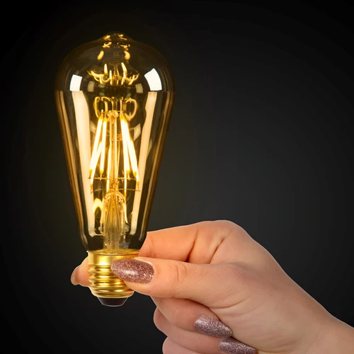 Lucide ST64 - Ampoule filament - Ø 6,4 cm - LED Dim. - E27 - 1x5W 2700K - Ambre - ambiance 1